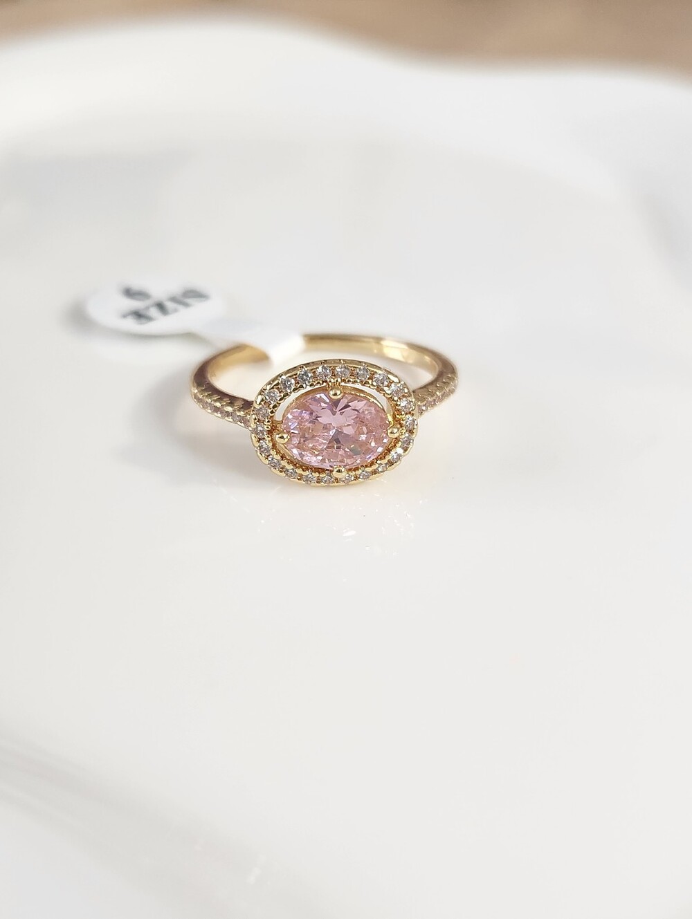 Pink Zirconia Halo Ring
